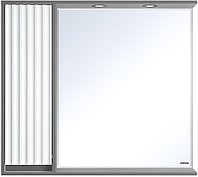 Шкаф зеркальный Misty Balaton-90 88х80 см с подсветкой, левый, серый, белый