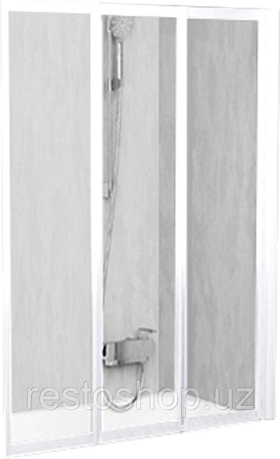 Шторка для ванны Ravak VS3 100х140 см, складная, Rain, профиль белый - фото 1 - id-p112356437
