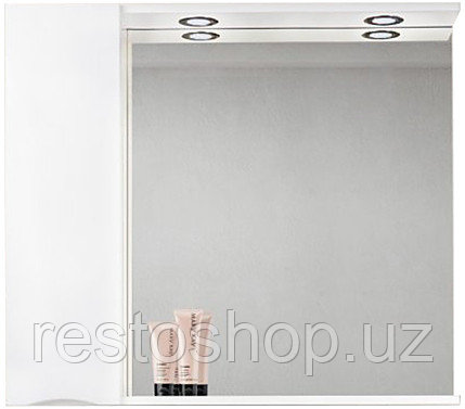 Шкаф зеркальный BelBagno MARINO-SPC-900/750-1A-BL-P-L левосторонний, с подсветкой, белый глянцевый - фото 1 - id-p112354450
