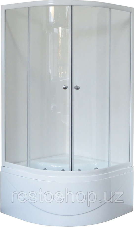 Уголок душевой Royal Bath RB 100BK-T 100х100х200 см, прозрачное, белый профиль - фото 1 - id-p112324418