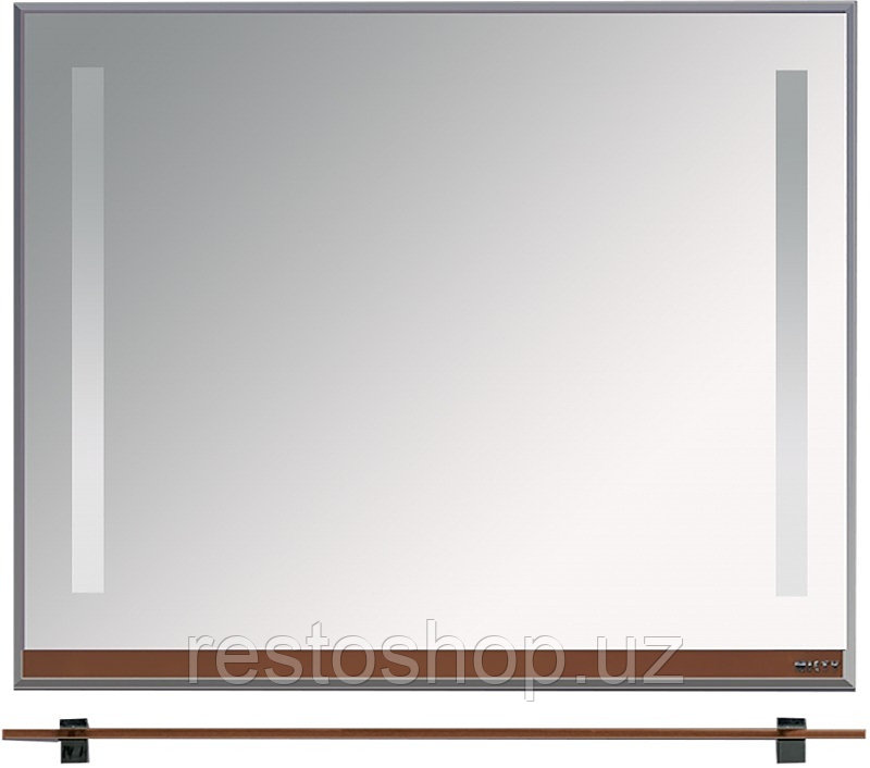 Зеркало Misty Джулия-105 103х80 см с полочкой 12 мм, подсветкой и функцией анти-пар, коричневое - фото 1 - id-p112353418
