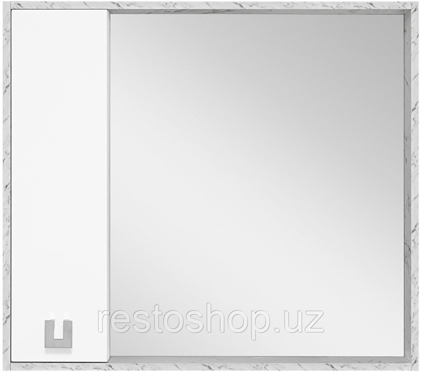 Шкаф зеркальный Misty Мия-90 90х80 см левый, белый, серый - фото 1 - id-p112353440