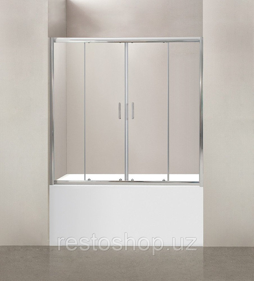 Штора на ванну BelBagno UNO-VF-2-150/145-C-Cr прозрачное стекло - фото 1 - id-p112304511