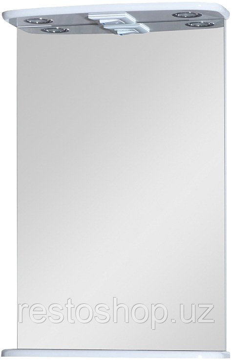 Зеркало Misty Магнолия 50 50х72 см с подсветкой и полочкой, белое - фото 1 - id-p112353457
