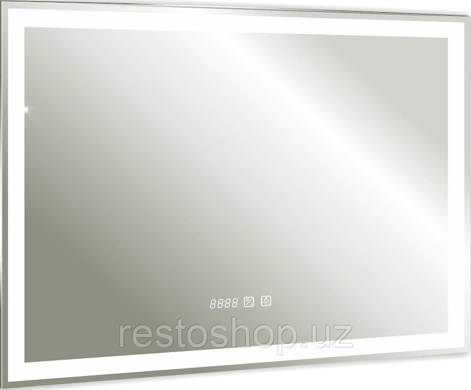 Зеркало с LED-подсветкой Silver Mirrors Livia neo LED-00002404 80х60 см, с часами и анти-пар - фото 1 - id-p112358495