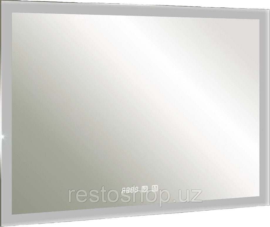 Зеркало с LED-подсветкой Silver Mirrors Гуверт LED-00002369 100х80 см, с часами и анти-пар - фото 1 - id-p112358500