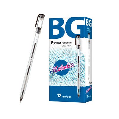 Ручка гелевая "BG Melodia", 0,38мм, чёрная, прозрачный корпус