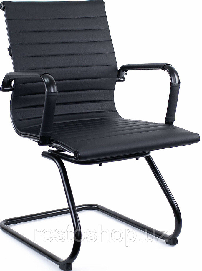 Кресло для посетителей Everprof Leo Black CF экокожа, черное - фото 1 - id-p112323473