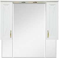 Зеркало Misty Амбра-100 98,1х100 см с 2 шкафчиками, белое