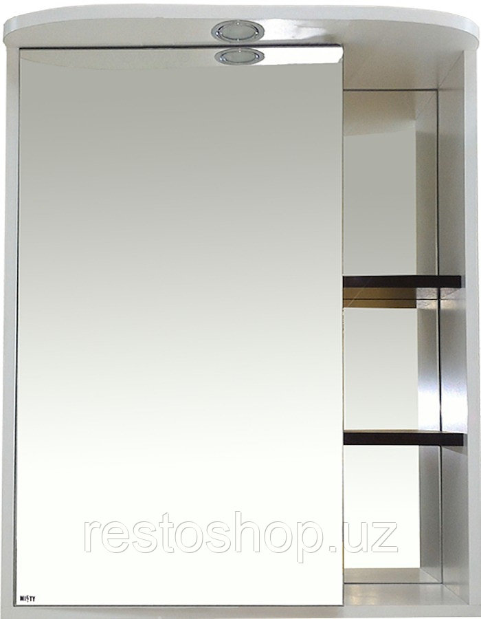 Шкаф зеркальный Misty Венера-60 60х80 см комбинированный, с подсветкой, левый, белый, венге - фото 1 - id-p112355541