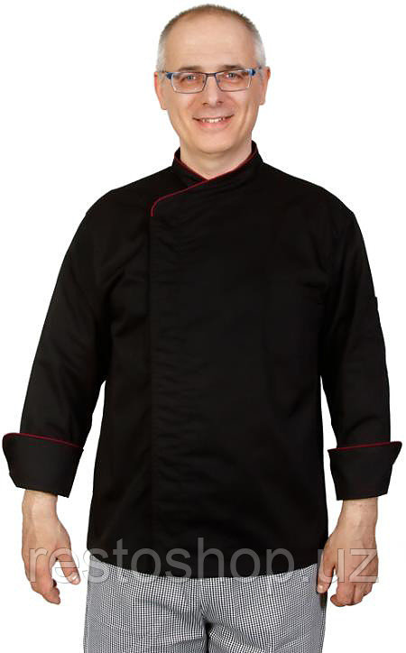 Куртка шеф-повара Клен 00012 Премиум, р.48, черная, бордовый кант - фото 1 - id-p112310555