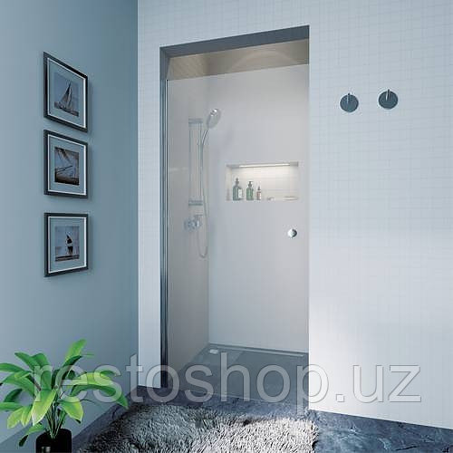 Дверь душевая KollerPool Waterfall Line QP10 900 chrome, clear 90х195 см, распашная, стекло прозрачное - фото 1 - id-p112320579