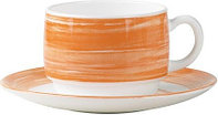 Чашка чайная Arcoroc Brush C3782 190 мл, бело-оранжевая