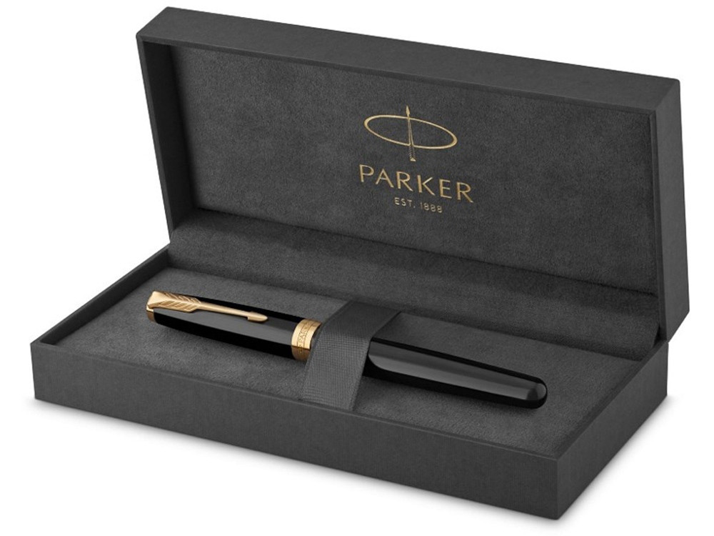 Ручка-роллер Parker Sonnet Black Lacquer GT, стержень: F, цвет чернил: black, в подарочной упаковке - фото 2 - id-p112362999