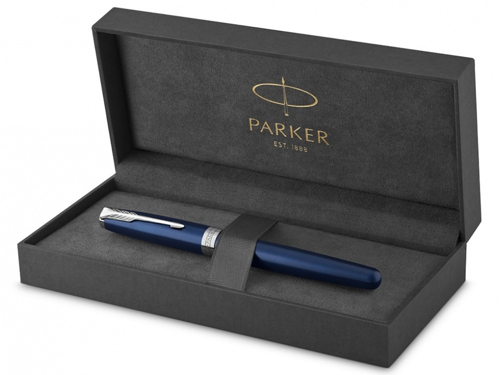 Ручка-роллер Parker Sonnet Blue Subtle CT, стержень: F, цвет чернил: black, в подарочной упаковке - фото 2 - id-p112363000