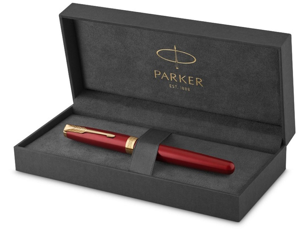 Ручка-роллер Parker Sonnet Red Intense GT, стержень: F, цвет чернил: black, в подарочной упаковке - фото 2 - id-p112363001