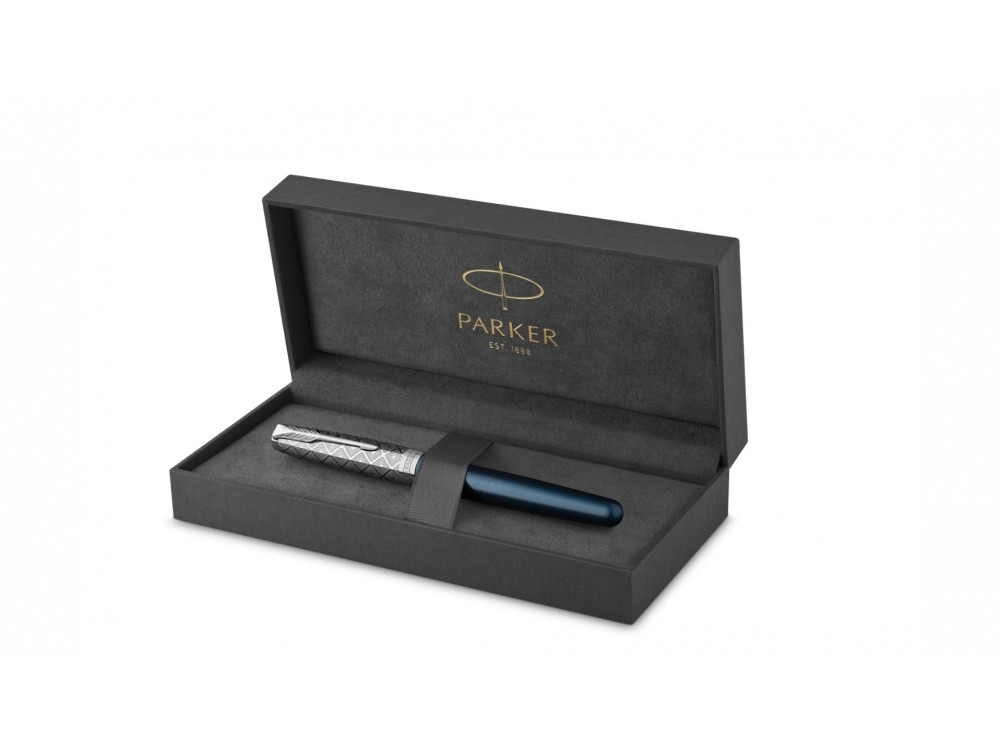 Ручка-роллер Parker Sonnet Premium Refresh BLUE CT, стержень: F, цвет чернил: black, в подарочной упаковке - фото 2 - id-p112363003