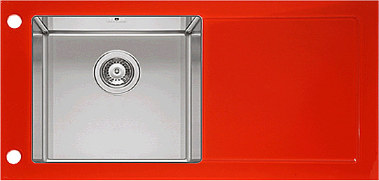 Кухонная мойка Imenza Passion 1B 1D красная, левая - фото 1 - id-p112258725