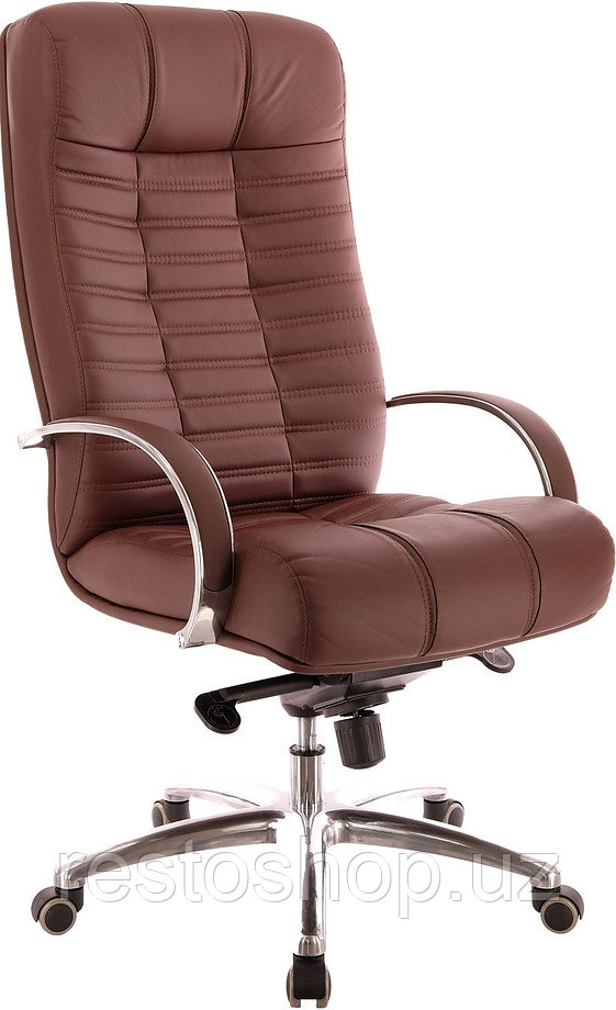 Кресло для руководителя Everprof Atlant AL M кожа, коричневое - фото 1 - id-p112352653