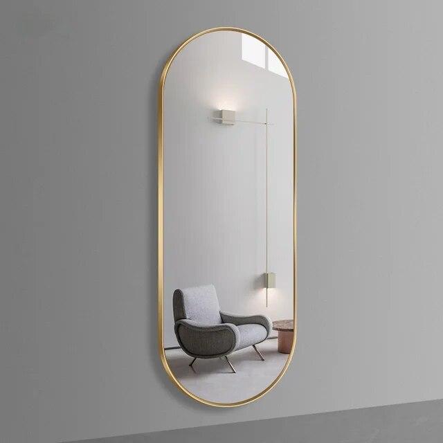 Зеркало в форме капсулы 1200х600 мм, в Золотистый алюминиевой раме - фото 1 - id-p112365236