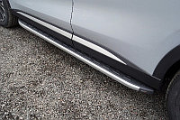 Пороги алюминиевые с пластиковой накладкой (карбон серебро) 1820 мм ТСС для Exeed RX 2.0L 4WD 2023