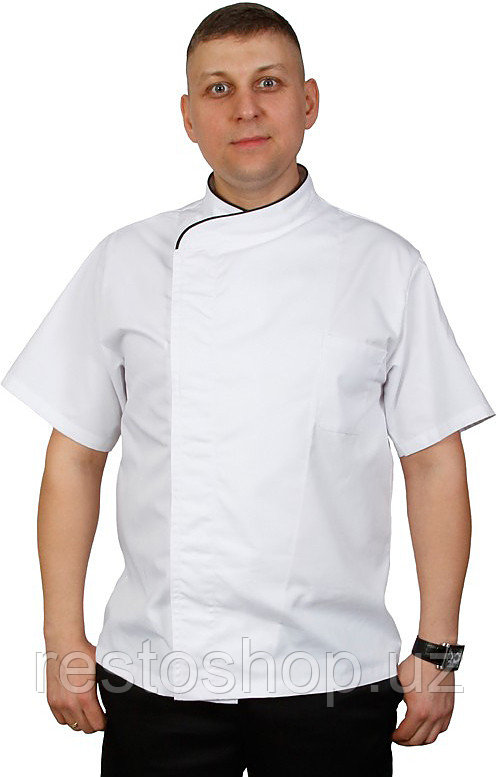 Куртка шеф-повара Клен 00014 Премиум, р.46, белая, черный кант - фото 1 - id-p112322849