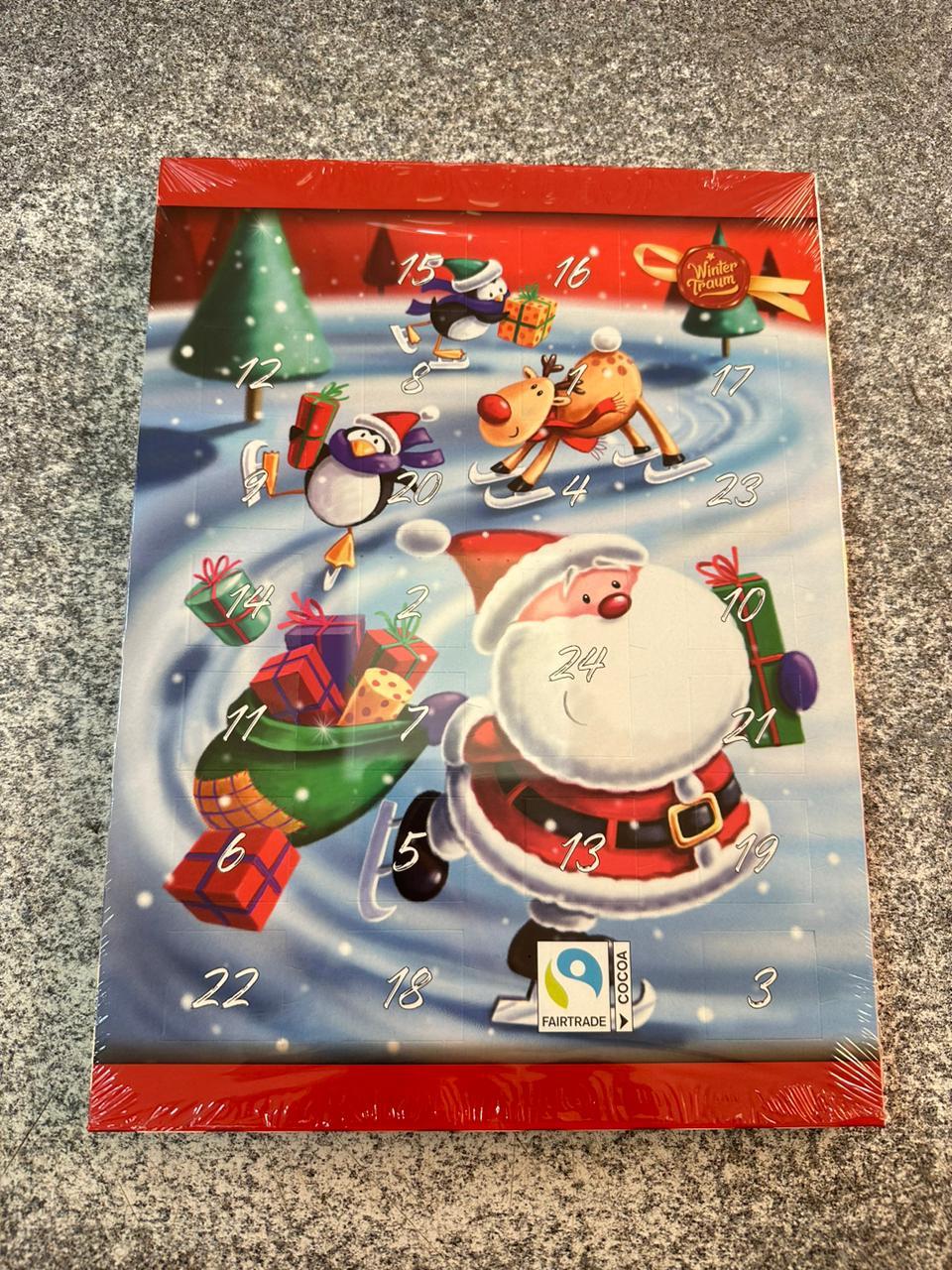 Рождественский календарь с шоколадом Санта на коньках 75 гр (Advent - Адвент календарь)
