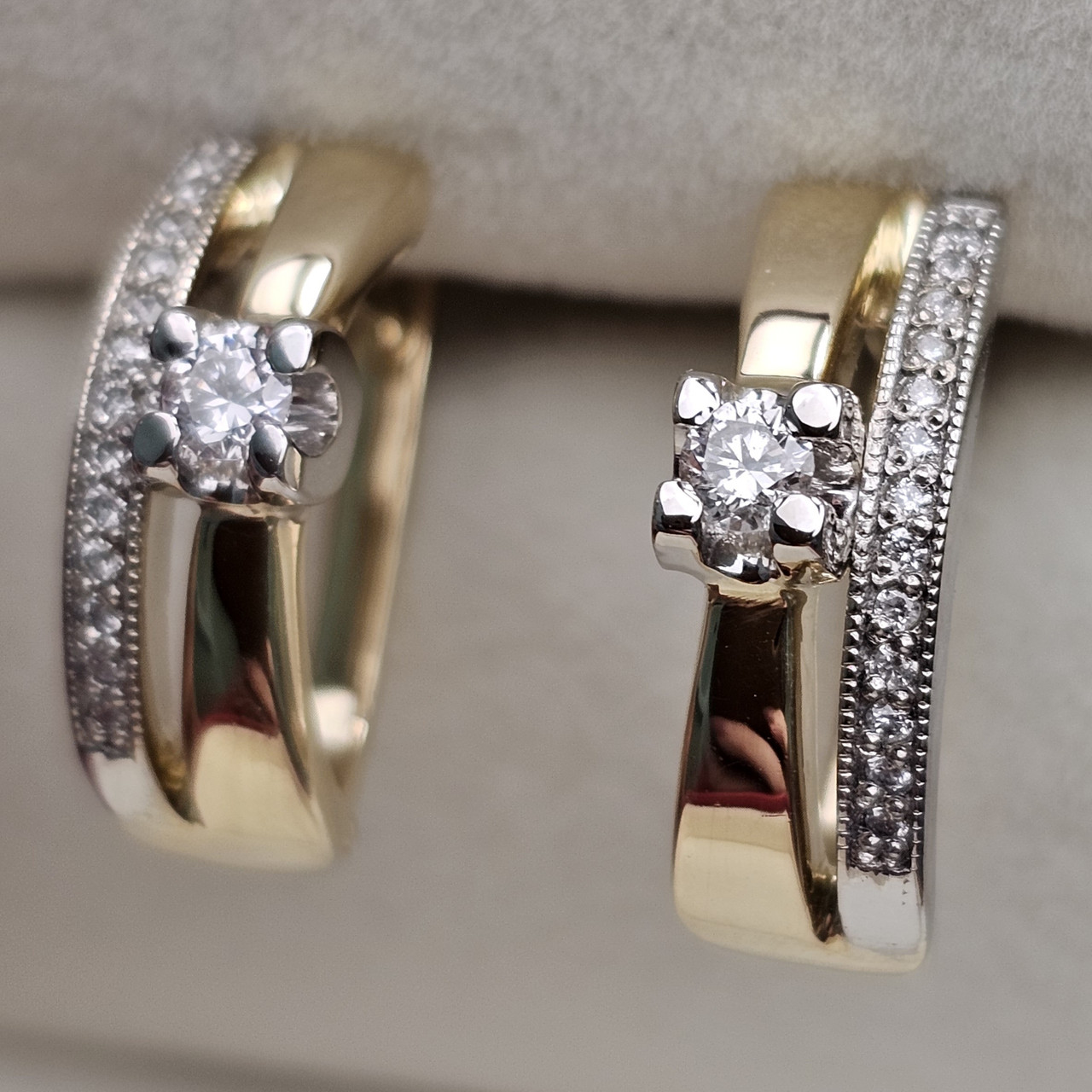 Золотые серьги с бриллиантами 0.31Ct SI1-VS2/J, VG-Cut