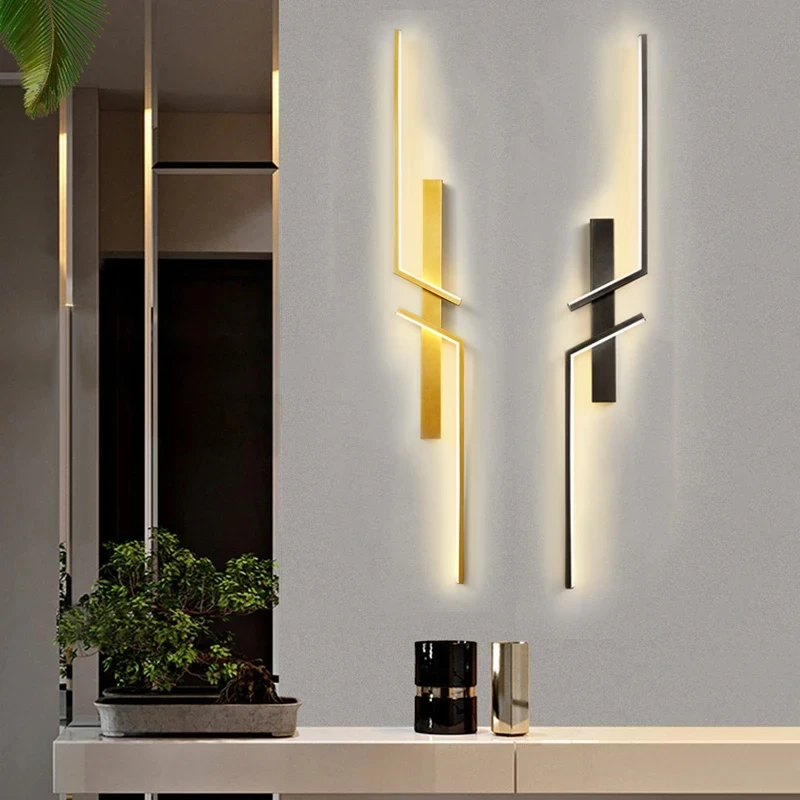 Бра настенное 15*60 см, 2*LED*8W 4000K матовое золото