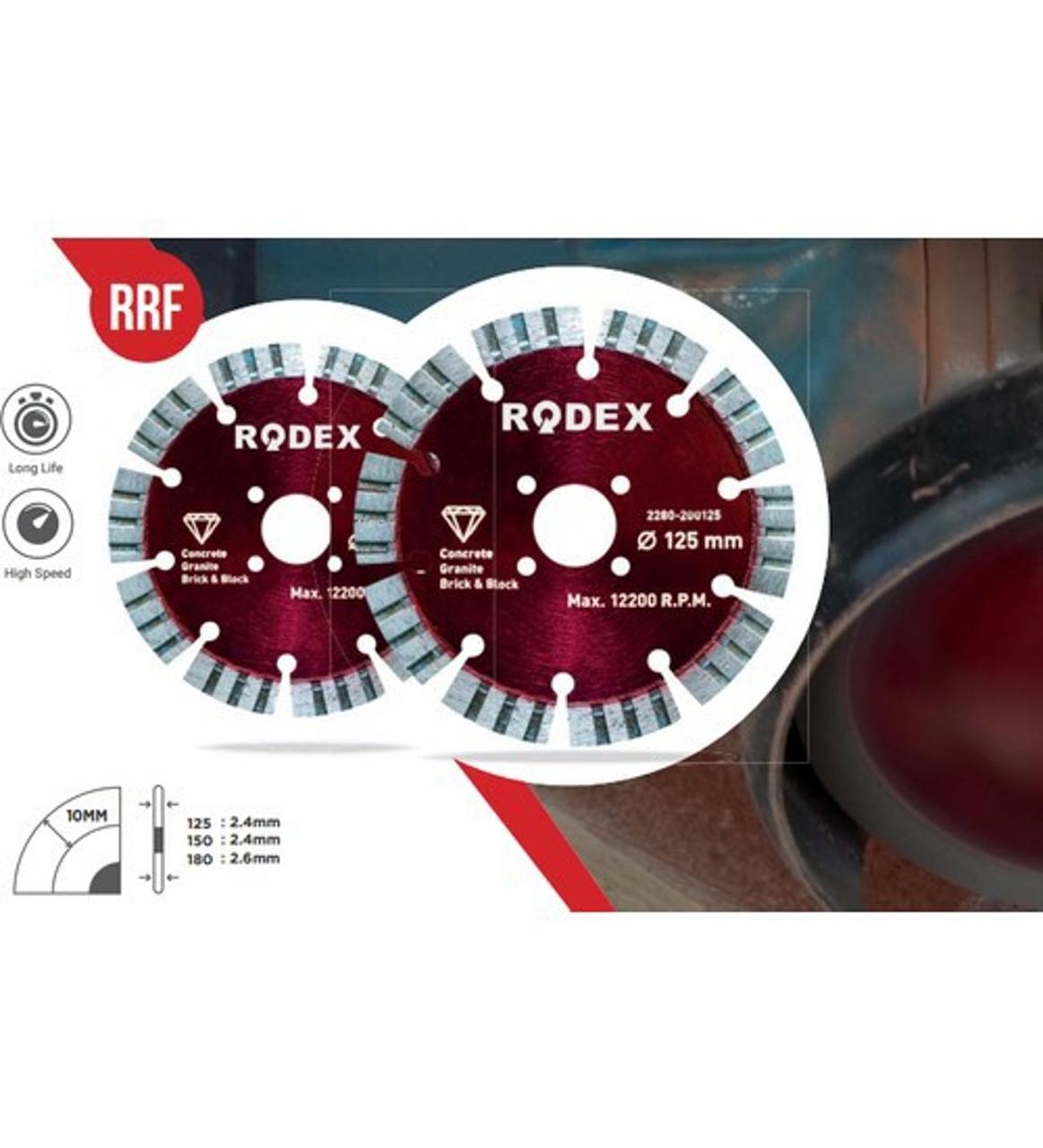 ДИСК АЛМАЗНЫЙ, СЕГМЕНТНЫЙ, 125 Х 2,4 Х 22,2 ММ, RODEX, RRF125