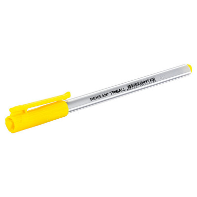 Ручка шариковая "Pensan Triball", 1мм, жёлтая, трёхгранный серебристый корпус - фото 1 - id-p112372292