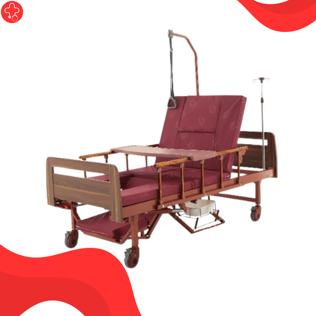 Кровать механическая YG-6 с туалетным устройство и судном, функцией кардиокресло (матрас в комплекте) - фото 1 - id-p111853746