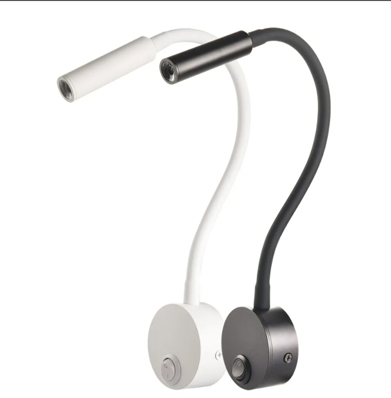 Настенный гибкий светильник без кнопки переключения, LED, 3 Вт, черный/белый, фото 1