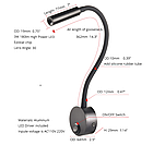 Настенный гибкий светильник без кнопки переключения, LED, 3 Вт, черный/белый, фото 2