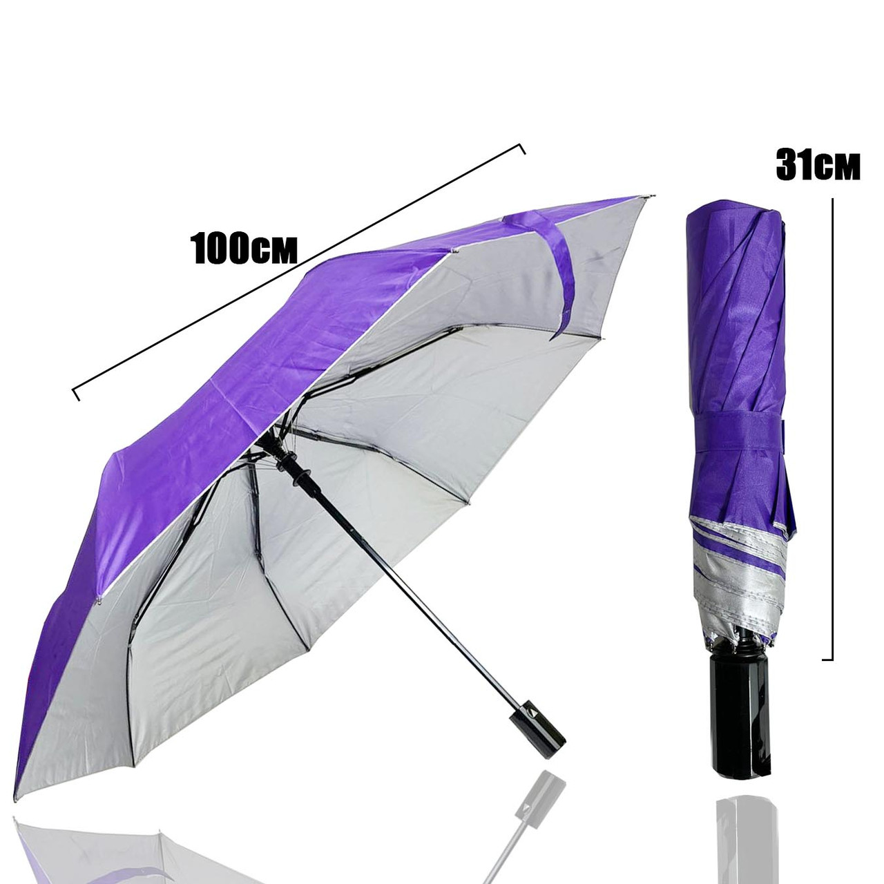 Зонт механический складной 31 см с квадратиками фиолетовый - фото 2 - id-p112377374