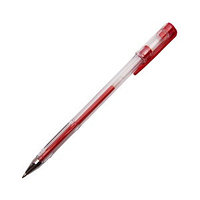 Ручка гелевая, цвет чернил красный, 0,5 мм, прозрачный корпус.