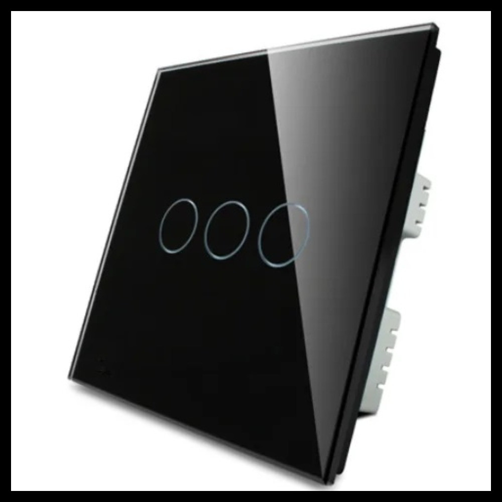 Сенсорный выключатель освещения Touch Me Black (трехлинейный, черный) для паровой комнаты (steam room) - фото 1 - id-p106733147