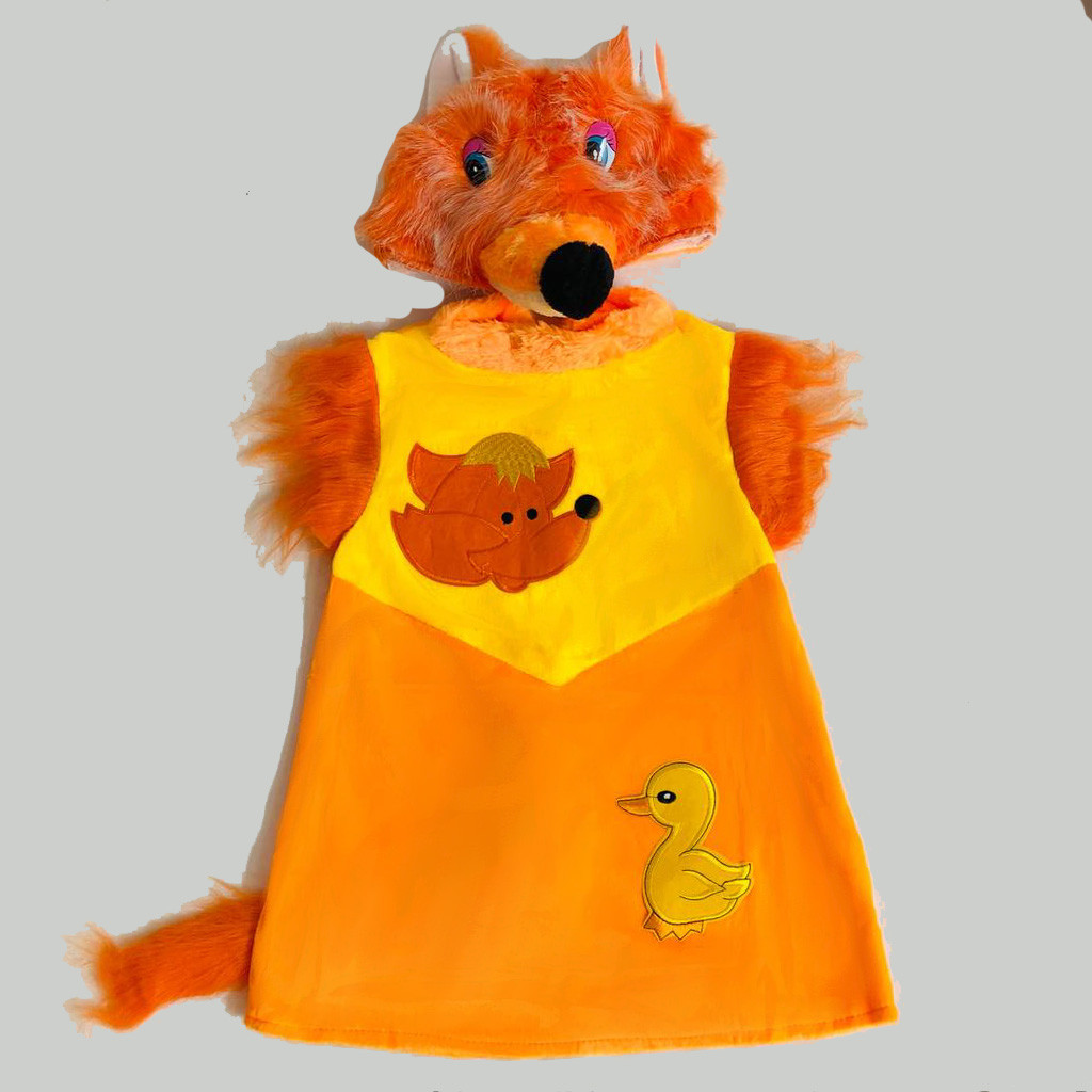 Костюм детский карнавальный Лисичка платье с хвостом и шапка оранжевый М - фото 5 - id-p112404465