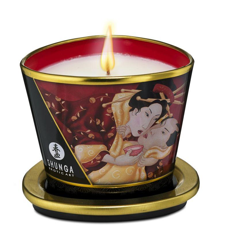 Shunga Massage Candle Массажная свеча 170 мл (Sparkling Strawberry Wine Клубничное вино, Romance) - фото 1 - id-p112391584