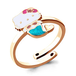 Серебряное детское кольцо Эмаль Aquamarine 54632.6 позолота коллекц. Hello Kitty