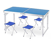 Стол с 4 стульями для пикника FG-120-blue