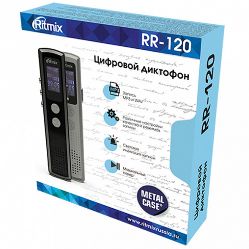 Ritmix Диктофон RR-120 4Gb Black аксессуар для аудиотехники (RR-120 4Gb Black) - фото 5 - id-p112418118