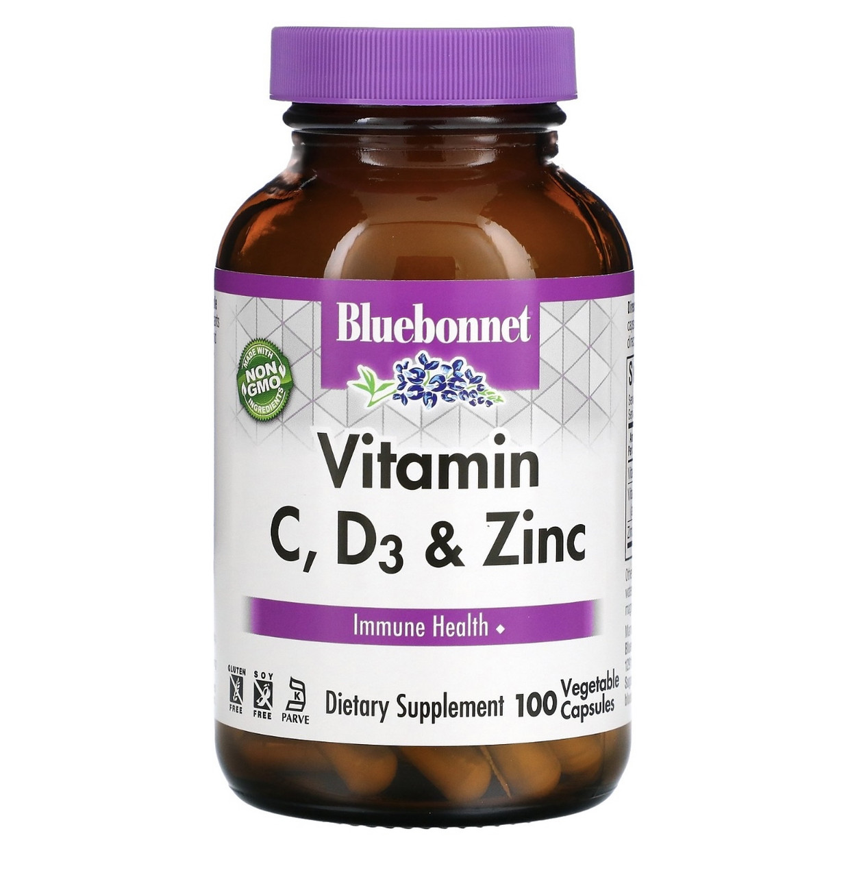 Bluebonnet nutrition витамины С, D3, и цинк, 100 растительных капсул - фото 1 - id-p112419233
