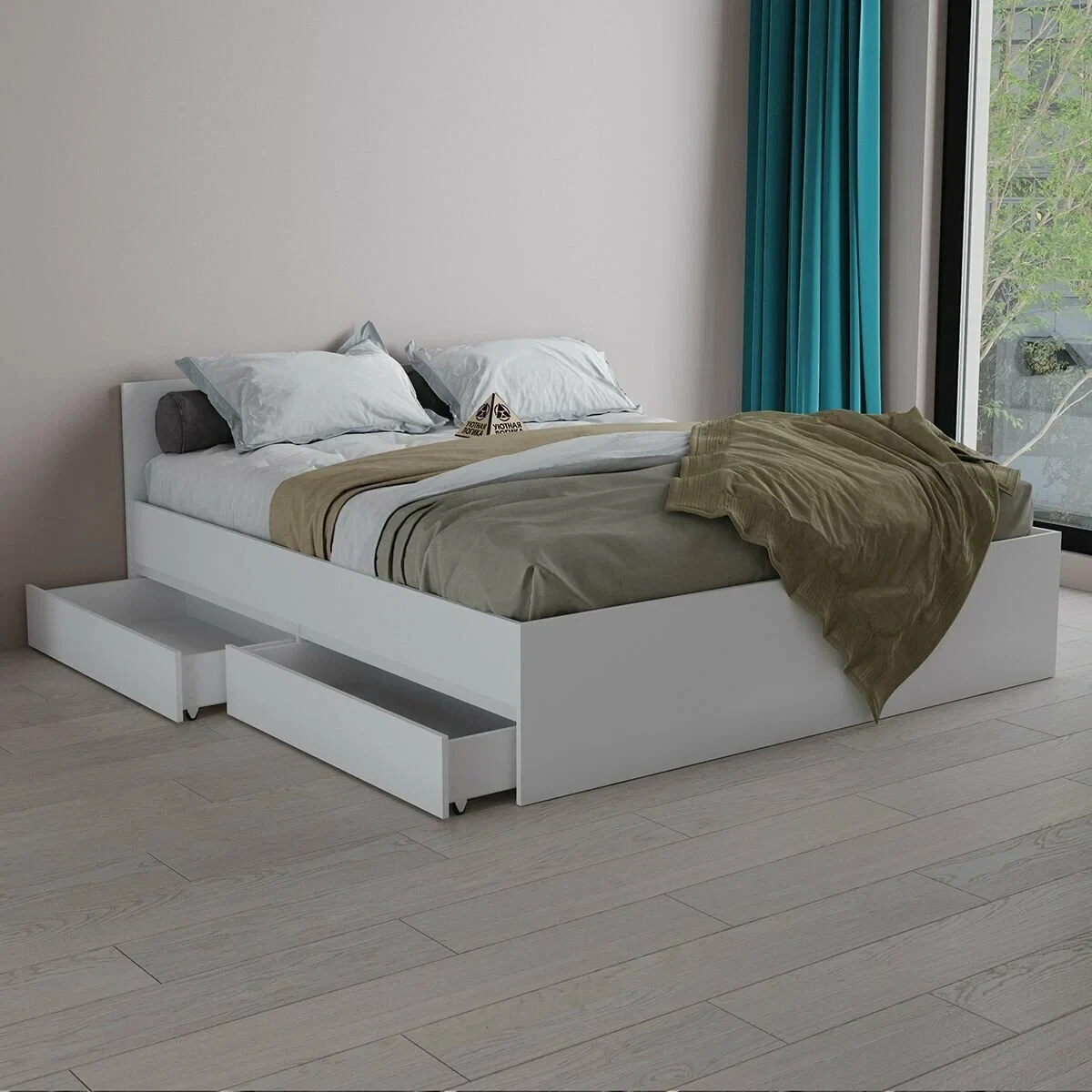 Двуспальная кровать Квазар, 180х200 см белый