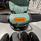 Комфортный детский трехколесный велосипед "Fnix" с ручкой и капюшоном. Велоколяска. Ментол., фото 8