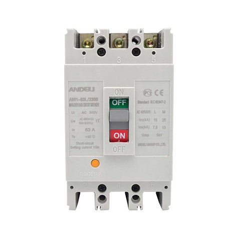 Автоматический выключатель ANDELI AM1-63L 3P 50A, фото 2