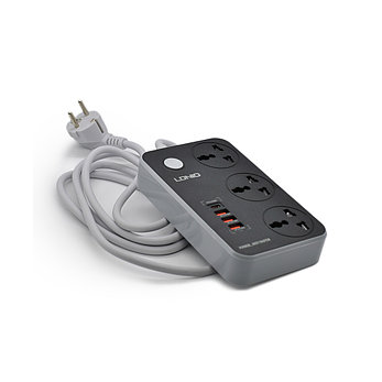 Сетевой фильтр LDNIO Universal SC3412 3 розетки 1*USB-C 12V-1.67A 3*USB 5V/3.4A Портов 2м, фото 3