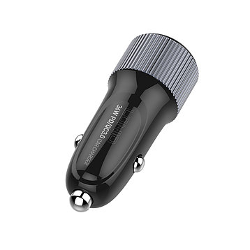 Автомобильное зарядное устройство LDNIO C510Q 2*USB（A,C) Lightning Чёрный, фото 1