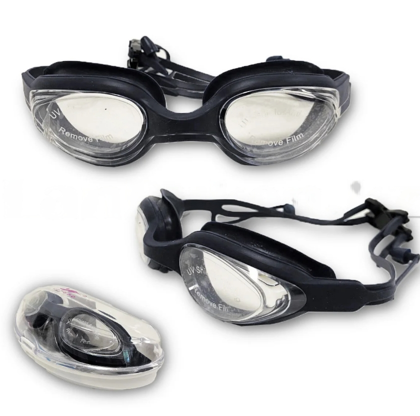 Очки для плавания с берушами в чехле Yongbo АК708 черные