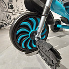 Детский трехколесный велосипед "Харли". Музыкальный. Фара горит. Цвет зеленовато-синий., фото 2